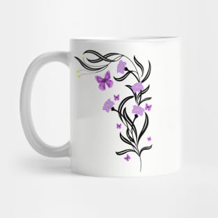 Floral Design Purple Butterflies Mug